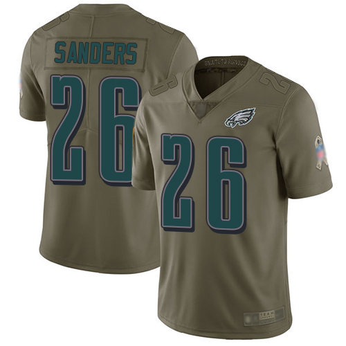 Men Philadelphia Eagles #26 Miles Sanders Limited Olive 2017 Salute to Service Football NFL Jersey->nfl t-shirts->Sports Accessory